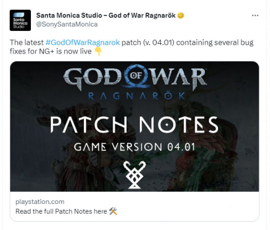《战神5》新补丁上线  修复“新游戏+”模式bug